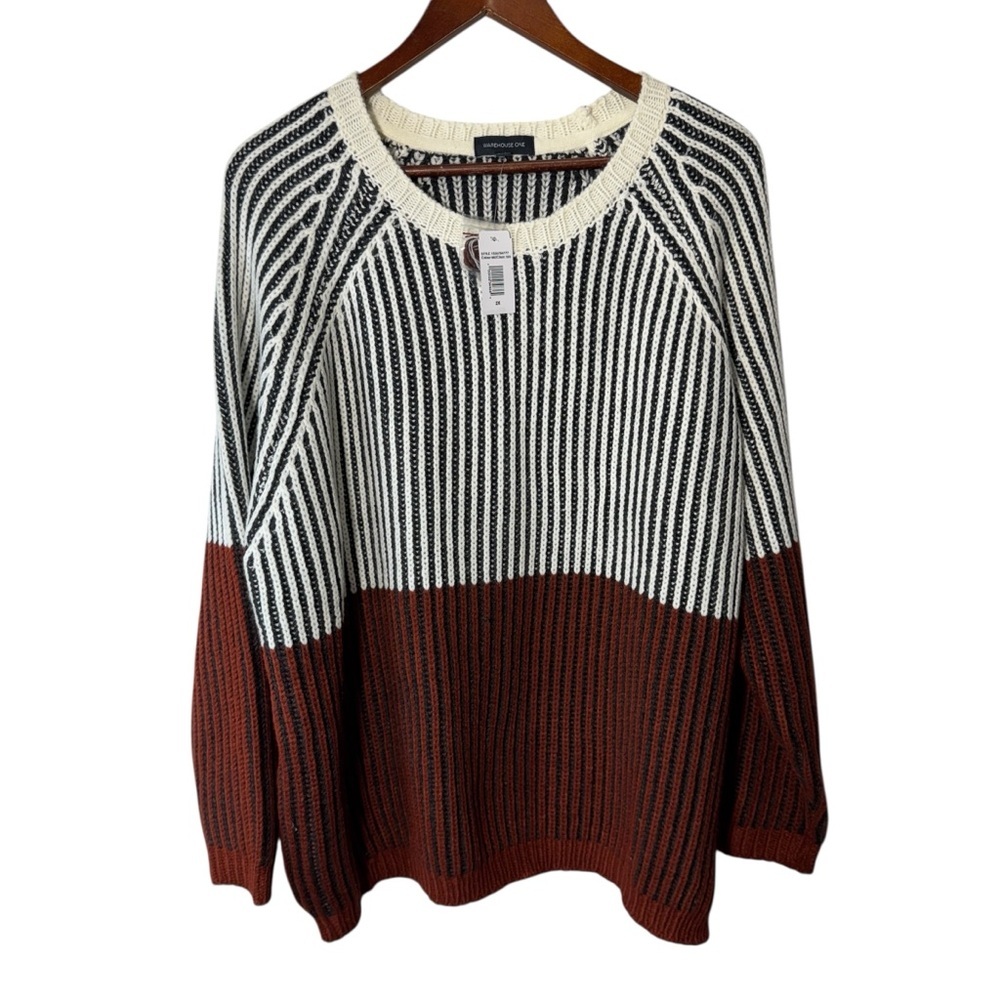 Warehouse One Colourblock Knit Sweater Size 2x NWT